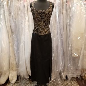 Vintage Black and Gold Tea Length Dress